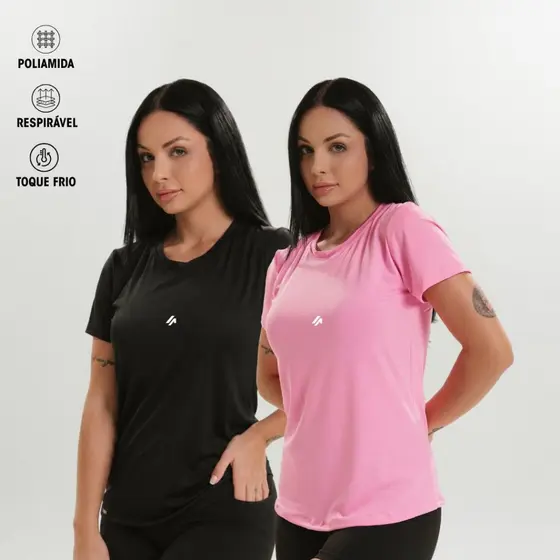 Kit 2 Camiseta Academia Feminina Dry Fit Camisa Blusa Caminhada Musculação Treino Baby Look