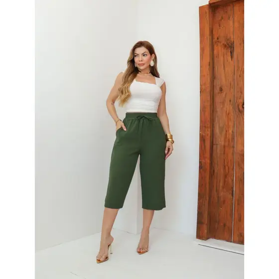 Bermudas femininas  Social duan Cintura Alta Modeladora com bolso envio rapido