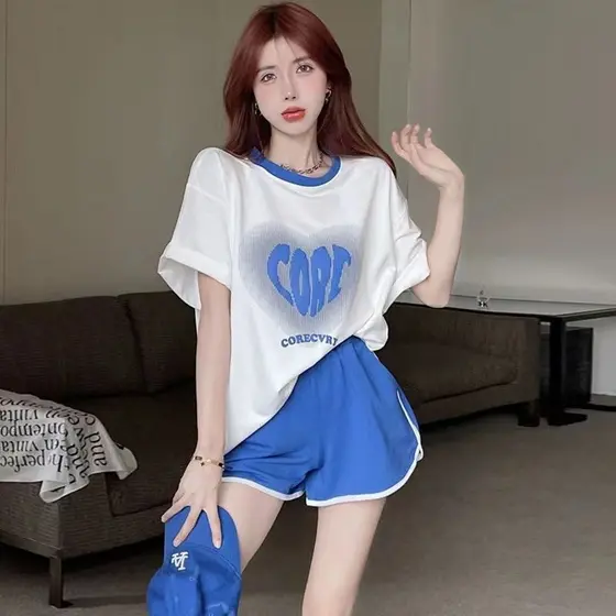 Único/terno terno de duas peças moda feminina terno esportivo feminino Shorts na moda#现货单/Terno de duas peças terno femi
