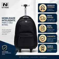 Mochila com Rodinhas Executiva Notebook Reforçada Viagem Resistente Trabalho Faculdade Laptop