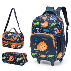 Kit Completo Mochila Lancheira Estojo Spector Masculina Rodinhas Infantil Escolar Dino