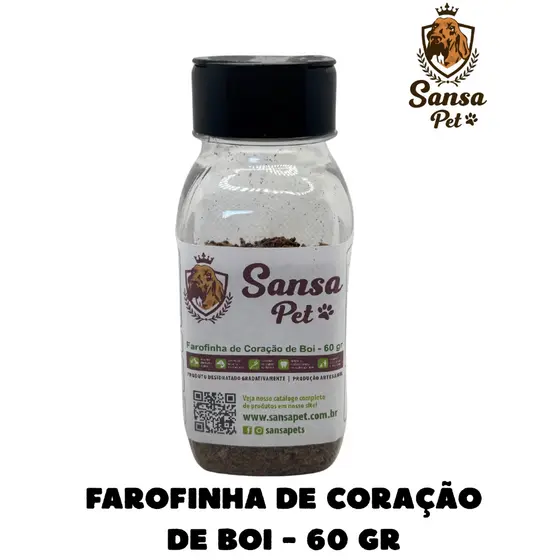 Farofinha Saborizante Natural Carne Coração de Boi Bovino Desidratado Palatável Saudável - 60 gramas