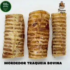 Mordedor Traqueia de Boi 100% Natural 3 Unidades Desidratado Saudável