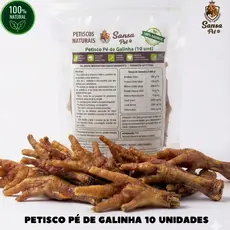 Pé de Frango Natural Petisco para Cães kit com 10 unidades