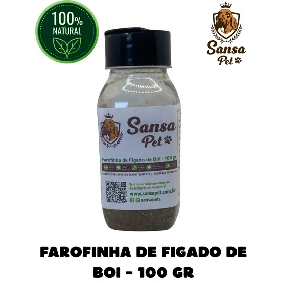 Farofinha Saborizante Natural Carne Fígado de Boi Bovino Desidratado Palatável Saudável - 100 gramas
