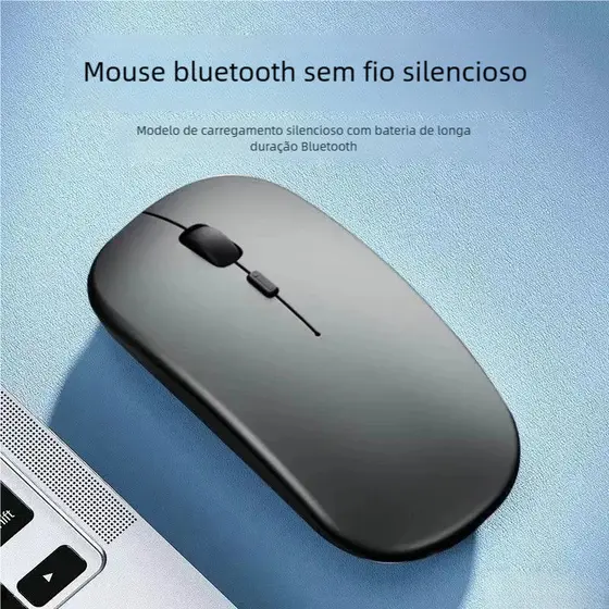 Mouse Sem Fio Wireless - Bateria Interna Recarregável, LED RGB para Home Office