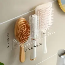 Suporte Escova de Cabelo Acrílico Cristal – Utilitário para Quarto, Organiza Escovas e Pentes na Guarda Roupa!