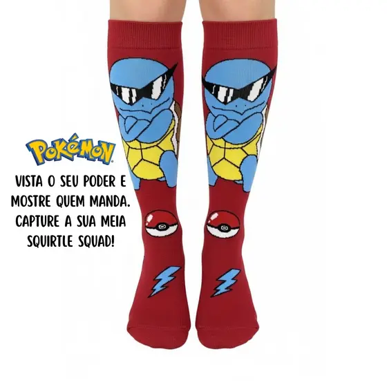 Meia Divertida Squirtle Squad Pokémon Cano Alto Atitude Óculos Escuros Estampada Estilo Geek  Geek Algodão Presente