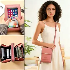 Bolsa Transversal para Celular Feminina Resistente, Carteira Multifuncional com Tela Touch e Grande Capacidade