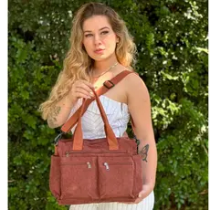 Bolsa feminina em veludo cotelê Belle alça transversal ombro elegante trabalho faculdade funcional