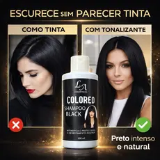 Shampoo Escurecedor Cabelos Brancos Preto Natural 300ml Sem Amônia Tonalizante Efeito Imediato