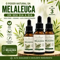 Kit 3 Óleos Essenciais Melaleuca Tea Tree 100% Puro 30ml Cada Com Conta Gotas Aromaterapia Vegano