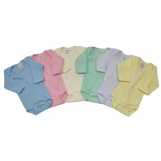 KIT COM 5 -Body Liso Bebê Malha Canelada Manga Longa - Várias Cores- FABRICAÇÃO PRÓPRIA