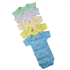KIT COM 5 - Body Bebê Manga Curta Malha Canelada Menino Menina Várias Cores- Fabricação Própria