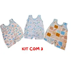 Macacao Bebê Banho De Sol Estampado Kit Com 3 Menino Menina