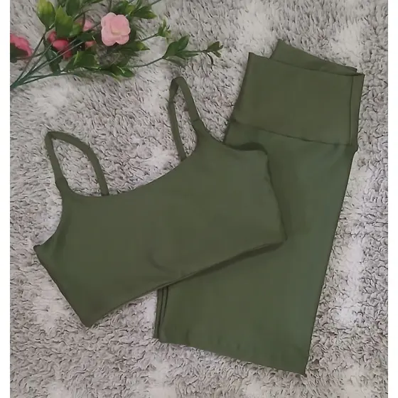 conjunto fitness feminino top duplo sem bojo + shorts cós alto suplex premium exercicios