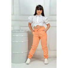 Calça Jogger Infantil Feminina em tecido Cintura Alta com Bolsos – Confortável