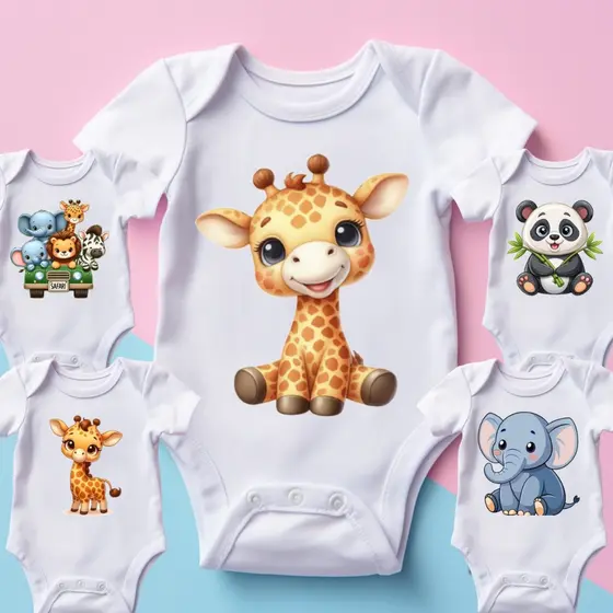 Body Infantil para bebê com Tema Safari
