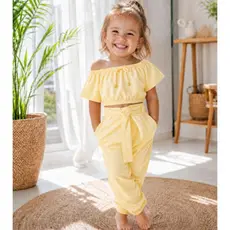 Conjunto Infantil Menina Calça Jogger Clochard com Blusa Ciganinha Manga curta Estilosa Confortável.