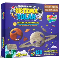 Quebra-Cabeça Sistema Solar em Madeira 132 Pçs 9 Quebra-Cabeças em 1 Aquarela Brinquedos
