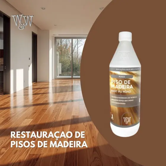 W&W Next Verniz Monocomponente Fosco Piso de Madeira 1 Litro
