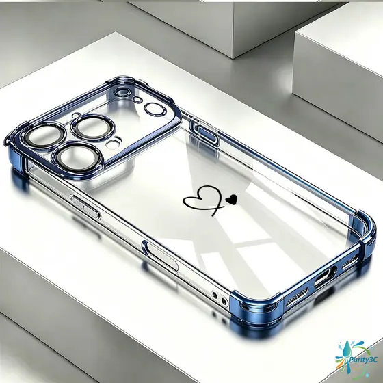 Capinha Borda Cromada 4 Cantos Anti Impacto Coração Duplo para iPhone 17 Pro Max 13 14 11 12 16 15 Plus Air Capa