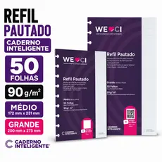 Refil Caderno Inteligente Médio/Grande Pautado 90g 50 Folhas Original Excelente Qualidade