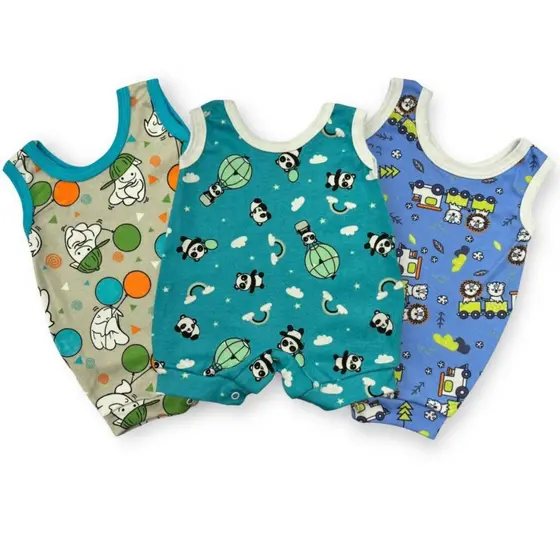 Kit 3 Jardineiras de Bebê Estampadas 100% Algodão Suedine - Conforto e Estilo para os Pequenos!