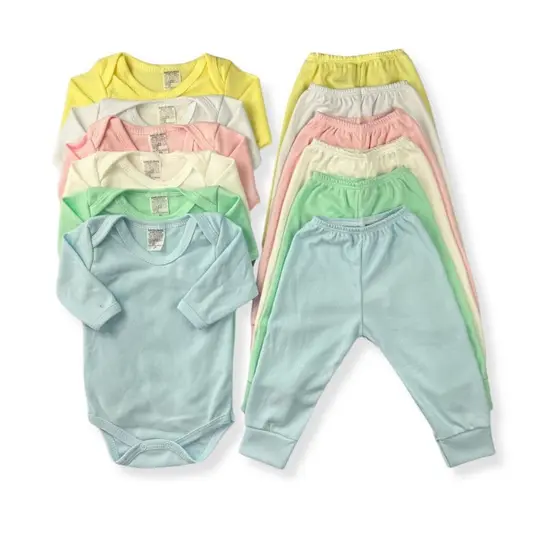 Kit  6 Peças Infantil Bebe Enxoval Body e Calça Menino e Menina