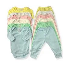 Kit 6 Peças Infantil Bebe Enxoval Body e Calça Menino e Menina