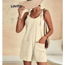 Lovito Jardineira Feminina com Bolsos Frontais JRNS43BX077