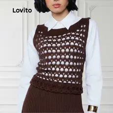 Lovito Regata Tricot Ponto Vazado Basica Feminina TKB978BRL1008