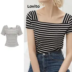 Lovito Blusa Casual Feminina Decote Quadrado TSNS44BX183