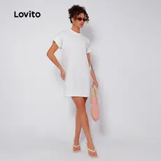 Lovito Vestido Camiseta Feminino Básico Casual DRB897BRL927