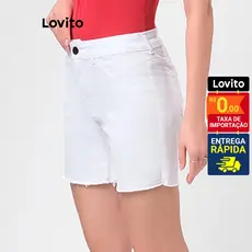 Lovito Shorts Bermuda Jeans Feminino SHB84BRL113