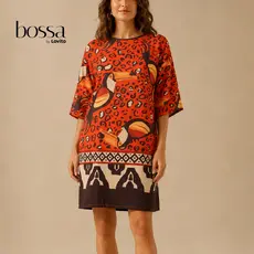 Lovito Bossa Vestido Estampado Feminino Casual Estilo Solto Manga 3/4 Moda Verão DRB480BRL510