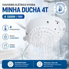 Chuveiro Elétrico Hydra Minha Ducha 4T, 5500W 110V