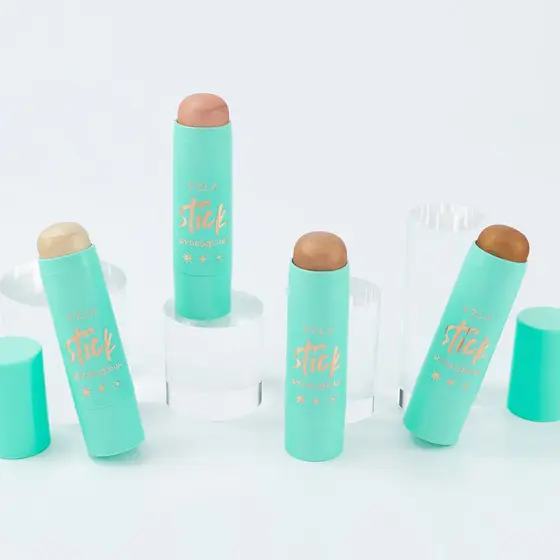 Iluminador Stick Shine & Glow Perolado Champagne Brilho Espelhado Vegano Original Vizzela
