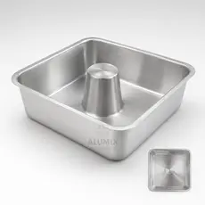 FORMA DE PUDIM E BOLO QUADRADA COM FURO CENTRAL ALUMIX 20X7 - COM NOTA FISCAL