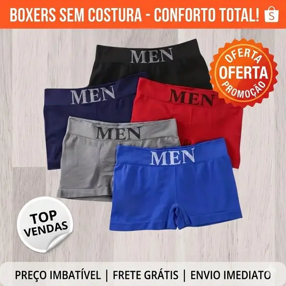 KIT 6 CUECAS BOXER MASCULINA
