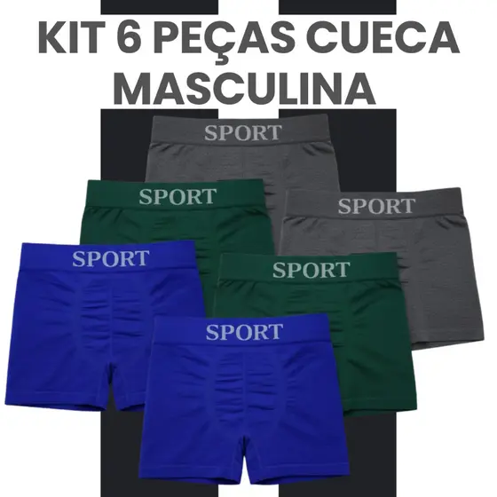 Kit 6 Cueca Boxer Masculina Não Enrola Não Aperta Para Treino Microfibra