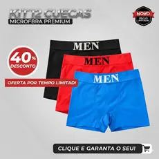KIT 6 CUECAS BOXER MICROFIBRA MASCULINA CONFORTAVEL PREMIUM
