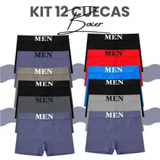 KIT 12 CUECAS MASCULINA BOX ESPORTIVA