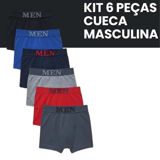 KIT 6 CUECAS BOXER MASCULINAS MICROFIBRA PREMIUM