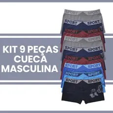 Kit 9 Cueca Boxer Infantil Sem Costura Confortável Cores Sortidas Menino