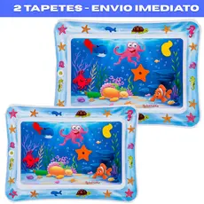 Kit 2 Tapete Infantil Quadrado Bebê Inflável Água Atividades Sensorial Almofada Menino e Menina