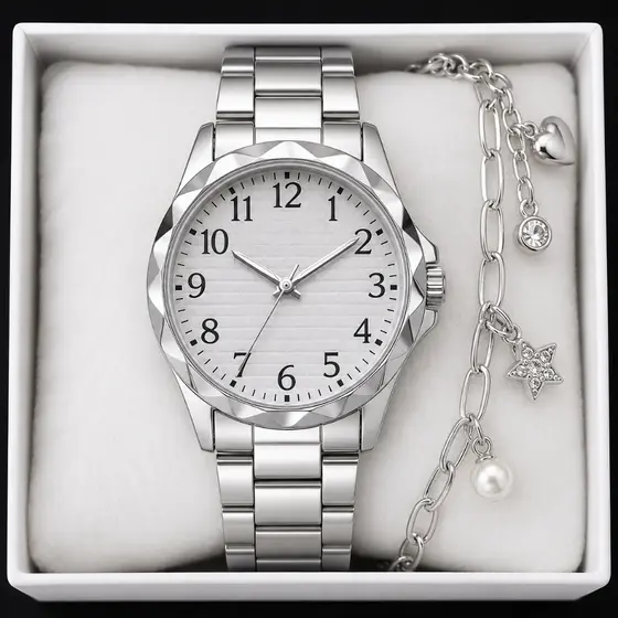 Kit Relógio Feminino Original + Pulseira De Luxo Presente Dia Dos Namorados