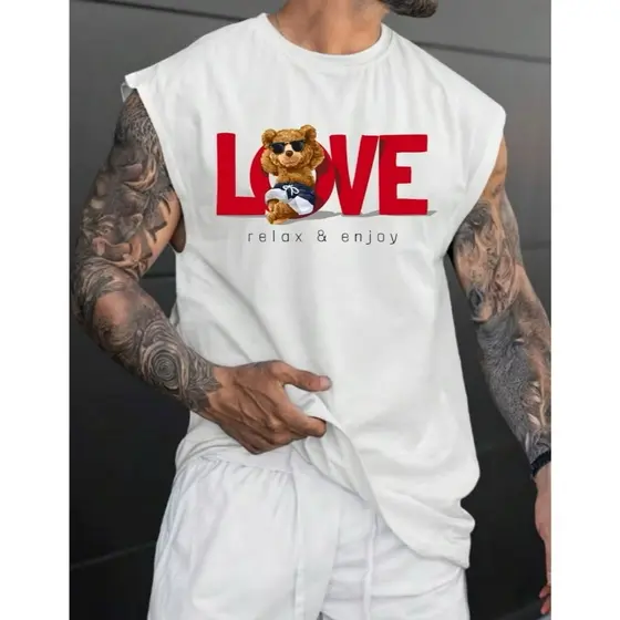 Regata Masculina Oversized Algodão Estampa Love Caimento Perfeito Camiseta Over Machão Lançamento