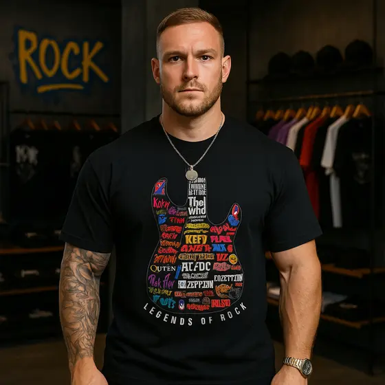 Camiseta Masculina Algodão Camisa casual Guitarra Tecido 30.1 Leve Resistente Confortável Caimento Perfeito