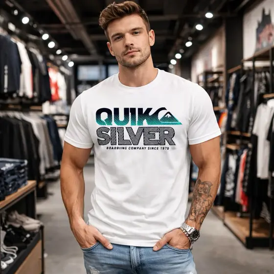 Camisa masculina algodão estampada camiseta casual moderna Quikis Escrito confortável ultra leve lançamento Envio Rápido